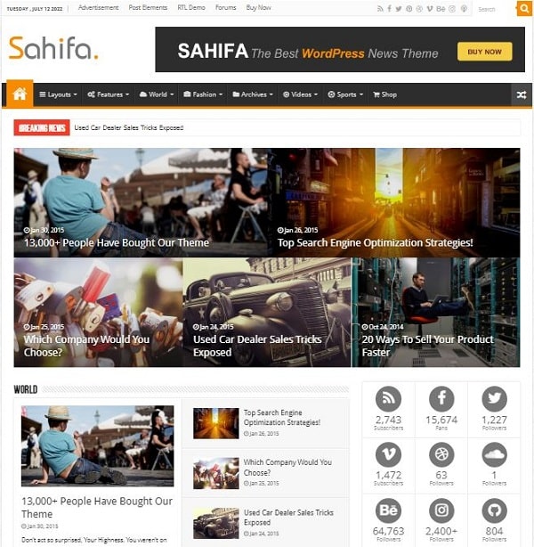 Sahifa - Responsive WordPress News Magazine Affiliate Blog Theme 